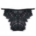 Sexy Black See-through Halter Floral Lace Bra Top and Panty Lingerie Set N16416