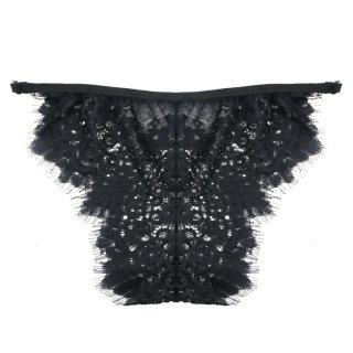 Sexy Black See-through Halter Floral Lace Bra Top and Panty Lingerie Set N16416