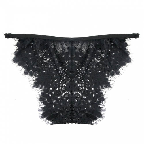 Sexy Black See-through Halter Floral Lace Bra Top and Panty Lingerie Set N16416