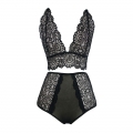 Charming Black Floral Lace Bra Top and Panty Lingerie Set N16413