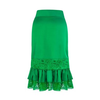 Women's Vintage Gothic Punk Green Asymmetry Lace Patchwork Slim Fit Skirt N16356
