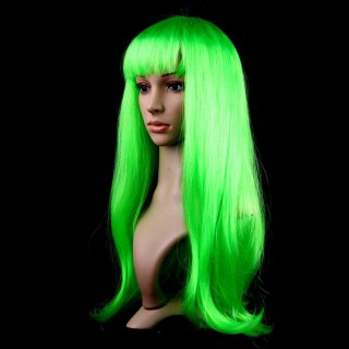 Women's Fashion Green Straight Bangs Cosplay Wig Long Straight Hair Wig MS16117