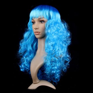 Women's Fashion Sky-blue Masquerade Long Wig Sexy Party Small Wave Wig MS16091