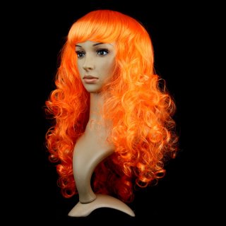 Women's Fashion Orange Masquerade Long Wig Sexy Party Small Wave Wig MS16086