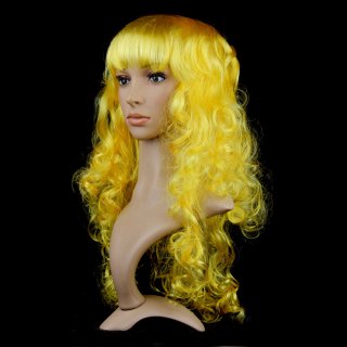 Women's Fashion Yellow Masquerade Long Wig Sexy Party Small Wave Wig MS16084