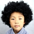 Unisex Black Wild-curl up Curly Clown Quirky Wig for Adult and Child MS16068