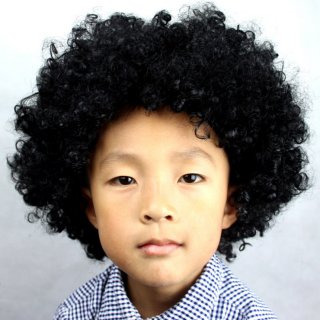 Unisex Black Wild-curl up Curly Clown Quirky Wig for Adult and Child MS16068