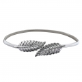 Women's Fashion Silver Metal Leaf Elastic Dress Waist Thin Cinch Belt N16054