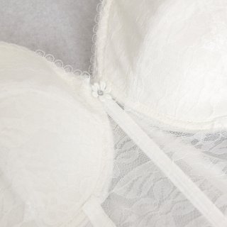 Women's White Floral Lace Plastic Bone Bridal Strapless Bustier N15762