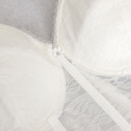 Women's White Floral Lace Plastic Bone Bridal Strapless Bustier N15762