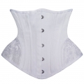 Vintage White Jacquard Steel Boned Underbust Waist Cincher Plus Size Corset N15434