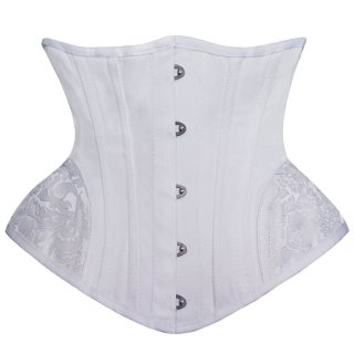 Vintage White Jacquard Steel Boned Underbust Waist Cincher Plus Size Corset N15434