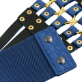 Women's Punk Faux Leather Metal Rings Rivets Decorated Girdle Wide Waist Belt N15386
