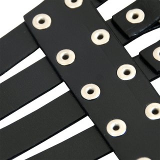 Women's Punk Faux Leather Metal Rings Rivets Decorated Girdle Wide Waist Belt N15383