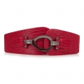 Women's Retro Punk Metal Interlock Buckle Elastic Wide Waist Belt N15380