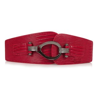 Women's Retro Punk Metal Interlock Buckle Elastic Wide Waist Belt N15380