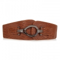 Women's Retro Punk Metal Interlock Buckle Elastic Wide Waist Belt N15379