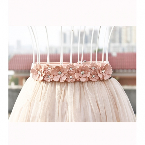 Women's Flower Rhinestone Leather Elastic Dress Wide Waist Belt Band N15372