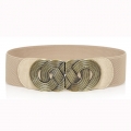 Women's Vintage Wide Elastic Bronze Buckle Waist Belt Retro Cinch Belt N15363