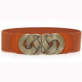 Women's Vintage Wide Elastic Bronze Buckle Waist Belt Retro Cinch Belt N15362