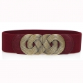 Women's Vintage Wide Elastic Bronze Buckle Waist Belt Retro Cinch Belt N15359
