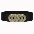Women's Vintage Wide Elastic Bronze Buckle Waist Belt Retro Cinch Belt N15358