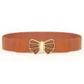 Women's Fashion Elastic Metal Bowknot Buckle Wide Waist Belt Casual Cinch Belt N15370