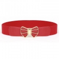 Women's Fashion Elastic Metal Bowknot Buckle Wide Waist Belt Casual Cinch Belt N15368