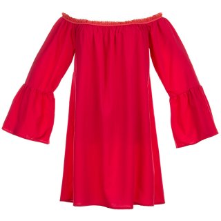 Sexy Red Ruffled Off Shoulder Long Sleeve Blouse Top Mini Dress N15318