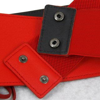 Fashion Red Leather Front Lace-up Elastic Wide Girdle Waist Belt N15194