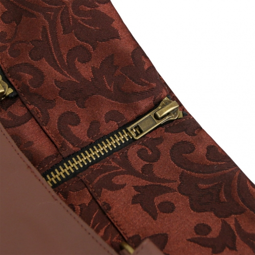 Women's Steampunk Gothic Brown Jacquard Fishtail Skirt with Pouch N15060