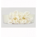 Women Elegant Front Snap Closure Elastic Big Flower Wide Waist Belt N14823