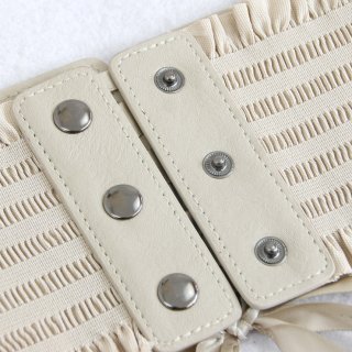 Fashion Leather Frill Front Lace-up Elastic Wide Girdle Dress Belt N14802