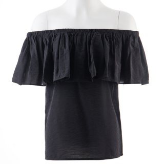 Sexy Summer Casual Black Ruffle Off Shoulder Blouse N14787