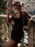 Women Sexy Halter Neck Bodycon Mini Dress Nylon Spandex Backless Slim Fit Club Party Summer Streetwear Fashion Outfits