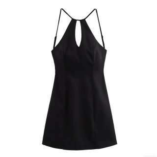 Women's Sexy Halter Neck Mini Dress Hollow Out Backless Slim Fit Polyester Sleeveless Party Club Night Bodycon Dress