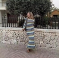 Women's Sexy Striped Knitted Maxi Dress Backless Bodycon Long Sleeve Polyester Slim Fit Sweater Dress For Party Dating Autumn Winter Fashion