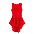 Women's Sexy Round Neck Sleeveless Irregular Hem Mini Dress Solid Color High Waist Pleated Ruffle Chiffon Polyester Dress For Party Club Vacation