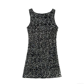 Sexy Sleeveless Sequin Mini Dress Backless Bodycon Party Clubwear Sparkly Polyester Night Out Evening Dress For Women