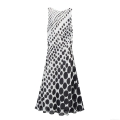 Women Elegant Sexy Backless Polka Dot Maxi Dress Sleeveless Round Neck Chiffon Long Dress For Summer Party Vacation High Waist Drape Cowl Back Sundress