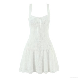 Women Fashion White Lace Cami Mini Dress Sexy Hollow Out Embroidery Bodycon Strap Dress Sleeveless Summer Casual Streetwear Party Club Night Out Dress For Lady