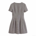 Women's Chic Houndstooth Round Neck Short Sleeve Slim Fit A-Line Mini Dress Elegant Back Zipper Office Street Style Short Dress For Daily Commuting