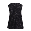 Women Sexy Black Sequin Velvet Tube Top Mini Dress Sleeveless Slim Fit Bodycon Party Nightclub Evening Short Dress For Ladies