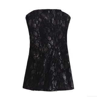 Women Sexy Black Sequin Velvet Tube Top Mini Dress Sleeveless Slim Fit Bodycon Party Nightclub Evening Short Dress For Ladies