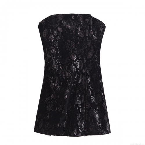 Women Sexy Black Sequin Velvet Tube Top Mini Dress Sleeveless Slim Fit Bodycon Party Nightclub Evening Short Dress For Ladies