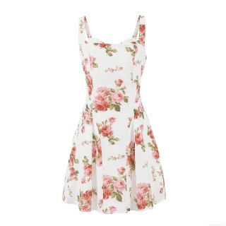 Women's Sexy Floral Print Mini Dress With Adjustable Spaghetti Straps Back Zipper Elegant A-Line Summer Beach Party Vacation Outfits