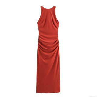 Women's Sexy Halter Neck Maxi Dress Backless Cross Back Sleeveless Knit Solid Color Slim Bodycon Summer Long Dress For Party Club Night Out Streetwear
