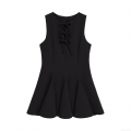 Women's Sleeveless A-Line Mini Dress With Bow Tie Knots Elegant Black Regenerated Cellulose Blend Short Dress For Summer Streetwear Party