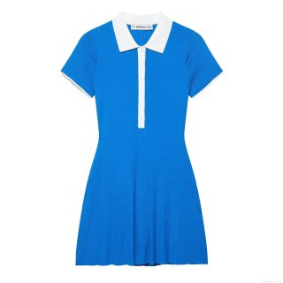 Women's Summer Knit Polo Mini Dress Contrast Trim Short Sleeve Shirt Dress Streetwear Casual Sporty Bodycon A-Line Outfits