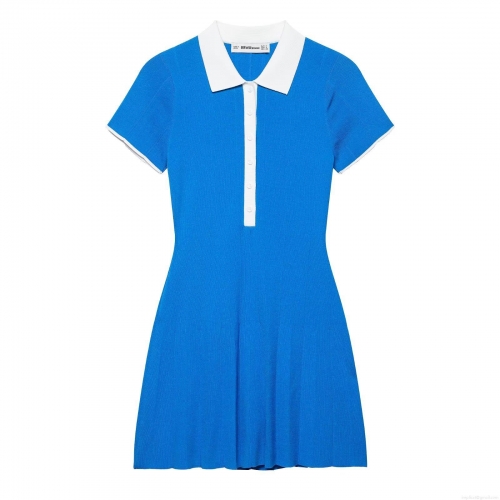 Women's Summer Knit Polo Mini Dress Contrast Trim Short Sleeve Shirt Dress Streetwear Casual Sporty Bodycon A-Line Outfits